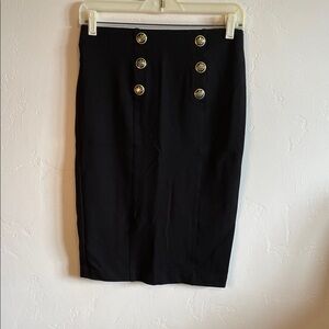 Truth Black Pencil Skirt with Gold Accents